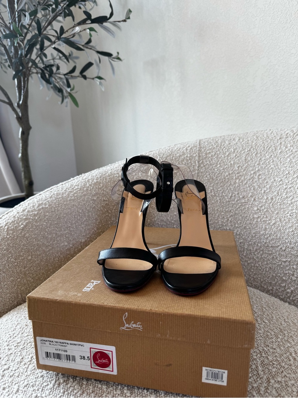 Christian Louboutin Black Jonatina 100 Nappa PVC Heels